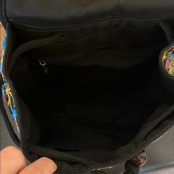 Vibrant Multi-Color Embroidered Backpack with Bird and Floral Design - Picture 4 of 12